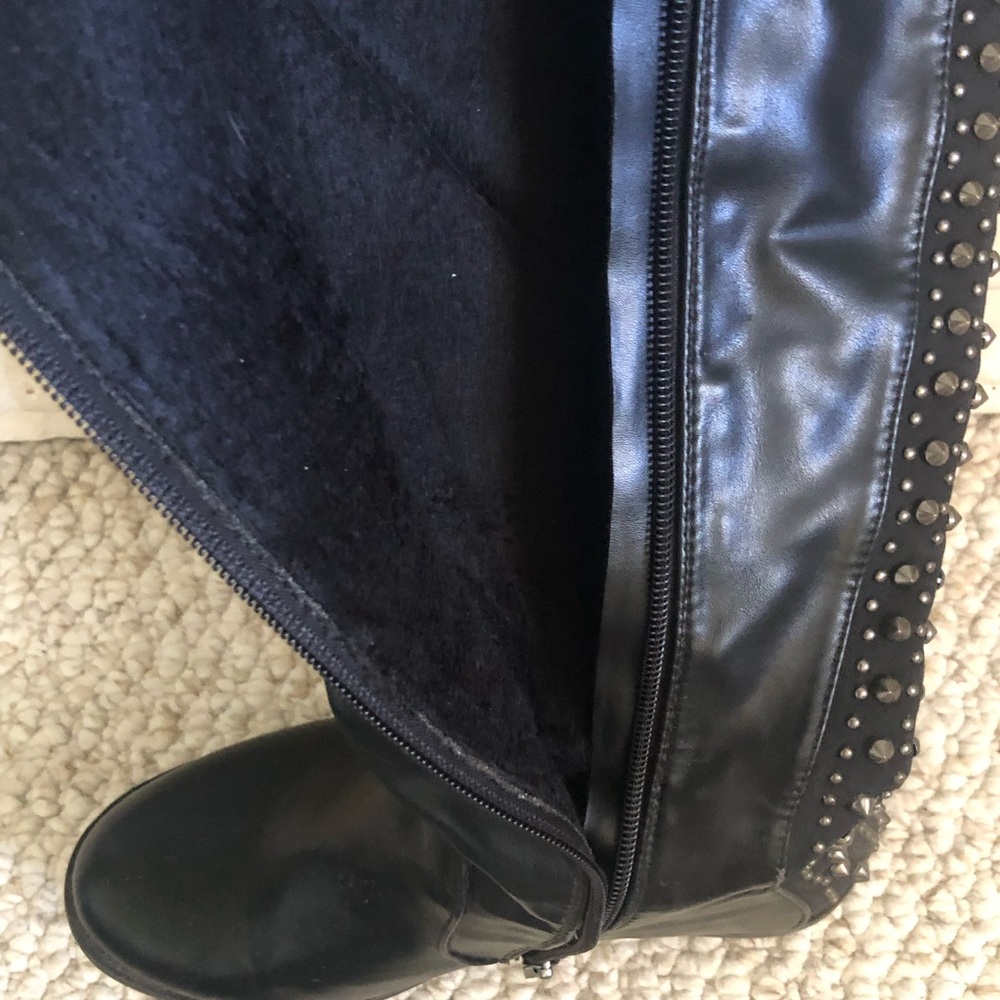 Black Studded Knee-High Boots - Picture 7 of 13